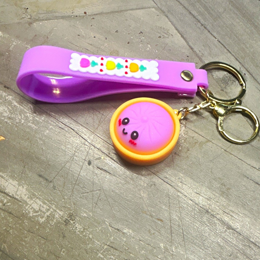 Unbranded Dumpling Wrist Strap Keychain Unisex OS Purple New Silicone Charm
